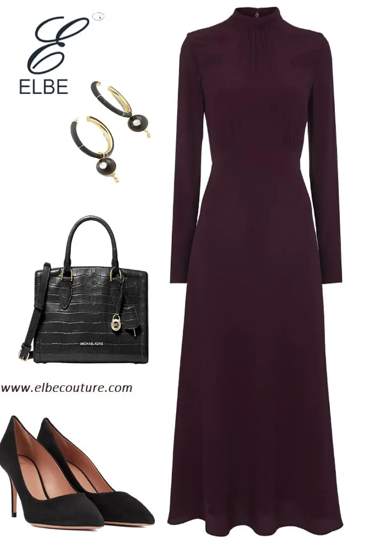 Who would not go for Burgundy Whistle dress at workplace